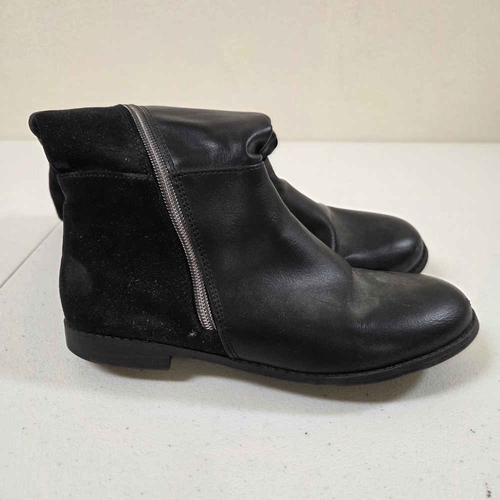 Steve Madden JLANEE Black Faux Leather Suede Tall Riding Boots Size 4 Round Toe